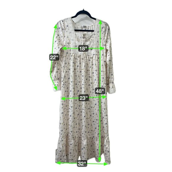 NWT Rubehoow Women's Nightgown Victorian Long Sleeve Pockets Purple White Size S - Picture 5 of 7